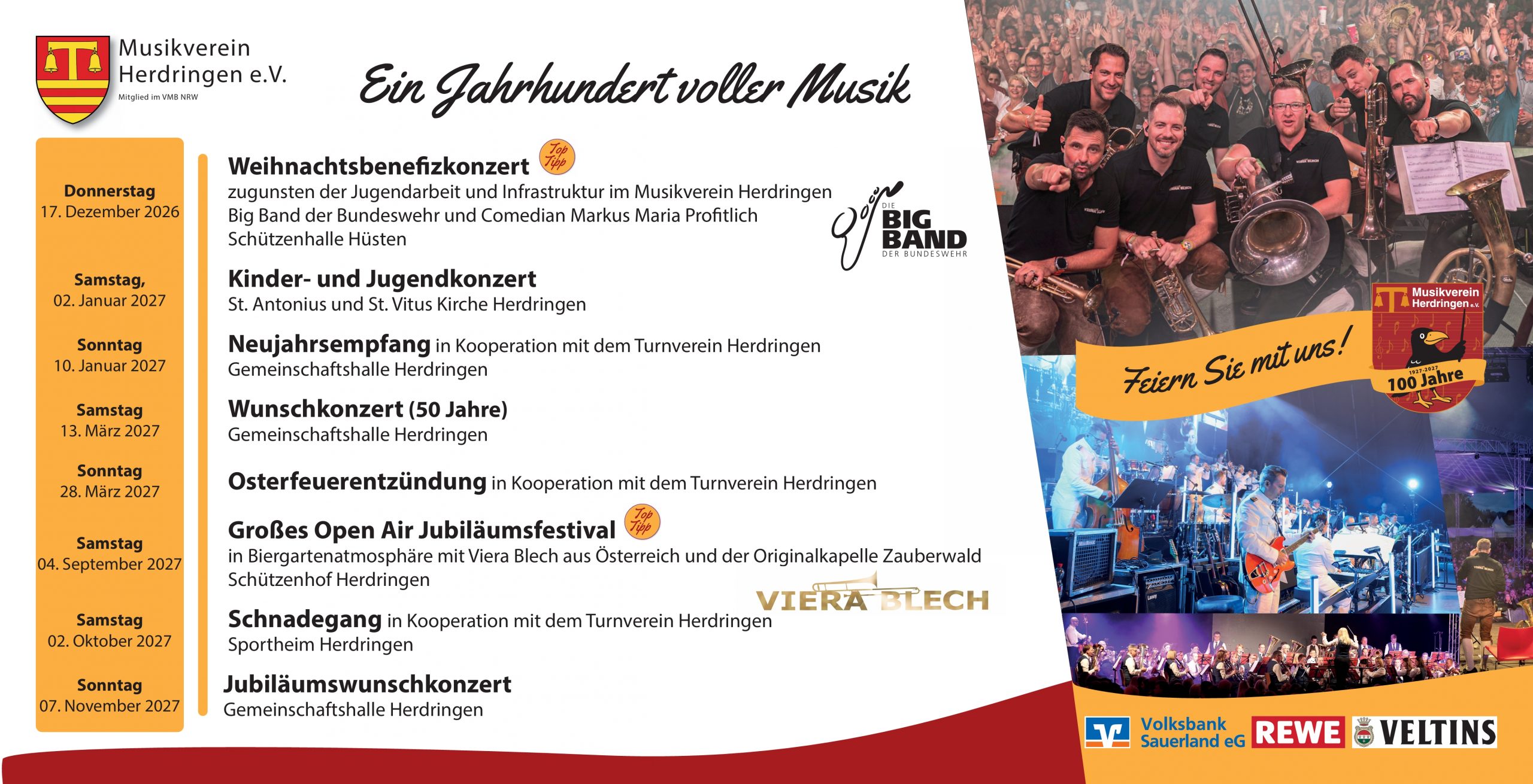 Übersicht der Jubiläumsveranstaltungen